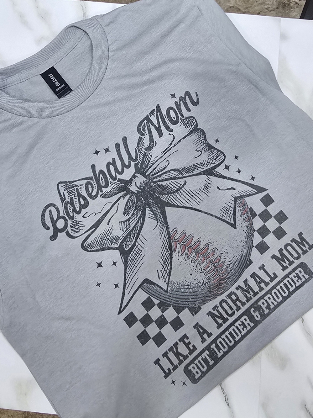 Baseball Mom Graphic Tee - Light Gray